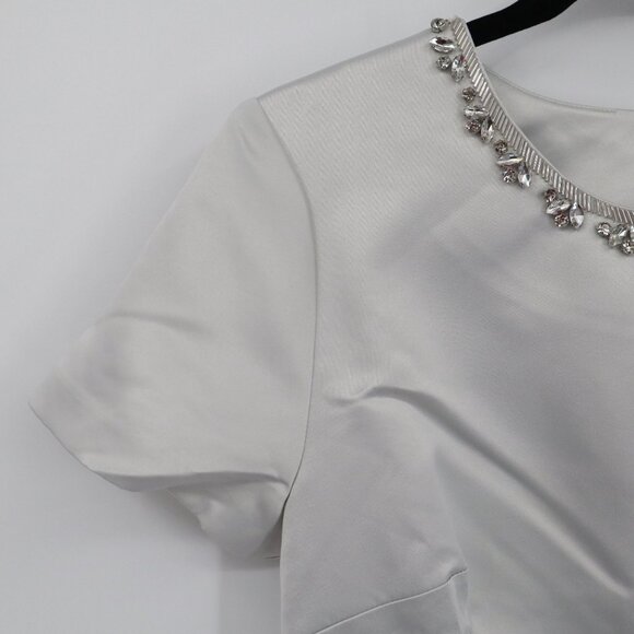 J. Crew Embellished Satin Dress Women 6 White Rich Auntie Core Event Holiday NWT - Picture 8 of 16